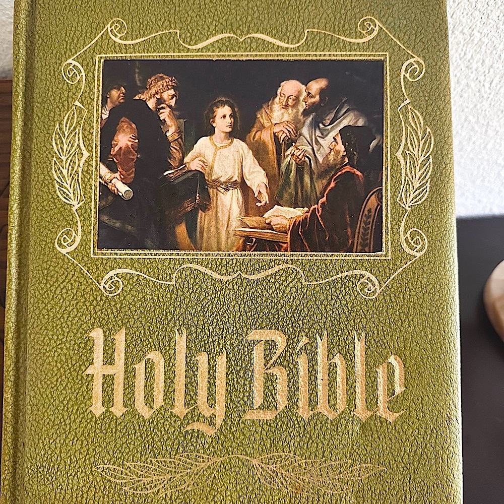 Green Holy Bible with Illustrated Cover